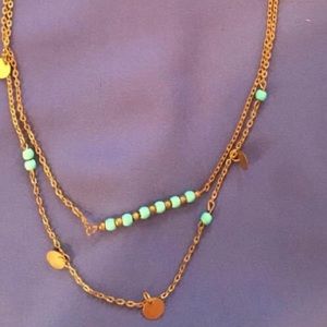 Gold and turquoise statement necklace
